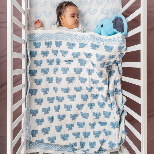 Peekaboo Quilt - Organic Cotton Quilt for Baby & Kids - Blue